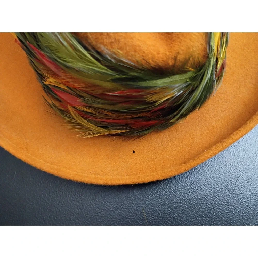 Antique Wool Hat- an exclusive Lisa- Union Made Feather Lined Multicolor Fedora